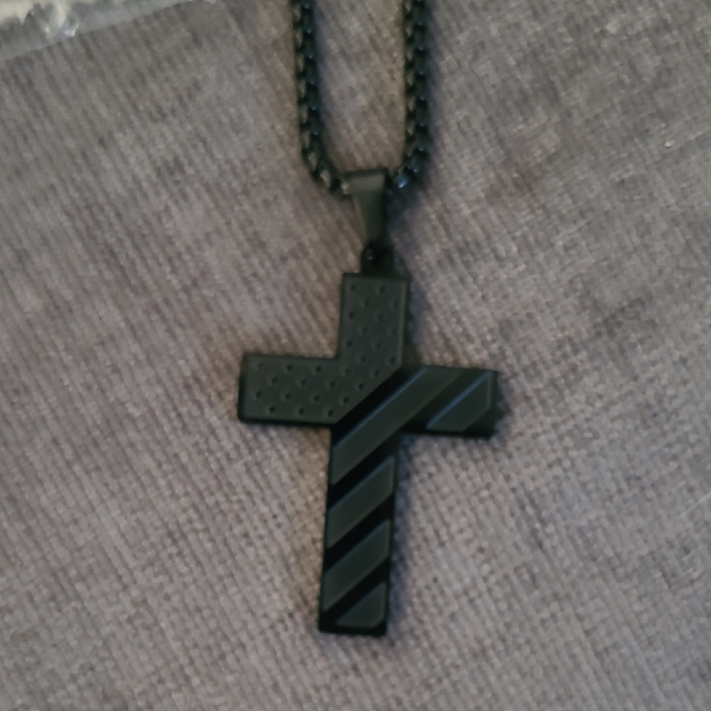 Black Cross Pendant Necklace